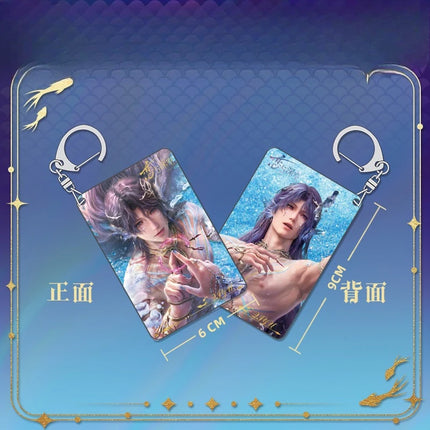 Game Love and Deepspace Sea God Rafayel Acrylic Stand Model Beaded Flowing Sand Keychain Double Flash Badge Brooch Colored Paper