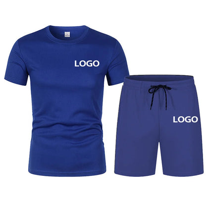 Custom Print DIY Men's Summer T-Shirt Casual Mesh Set Sports Jogging Duo Set Breathable Fast Drying Gym Shirt Football Shirt