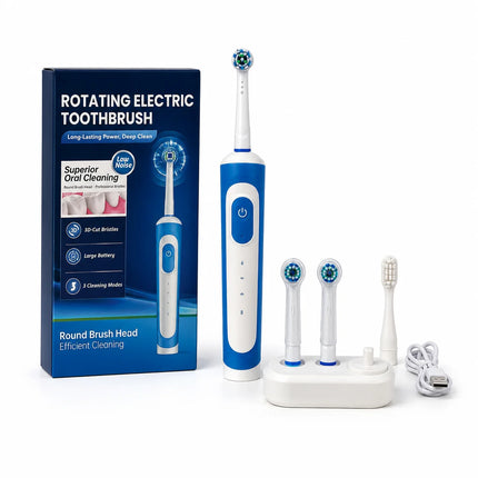 Dr Yadent Rotary Electric Toothbrush for Adults 3 Modes IPX7 Waterproof 3 Brush Heads 45 Days Battery Compatitble with Oral B