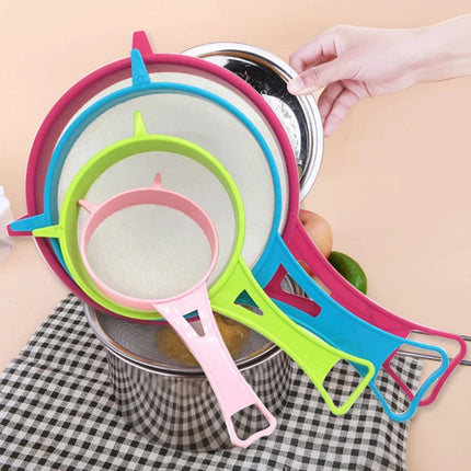 New 4Pcs Plastic Fine Mesh Filter Colander Soy Milk Sieve Flour Sieve with Handle Juice and Tea Filter Kitchen Tool colador de harina tamizador