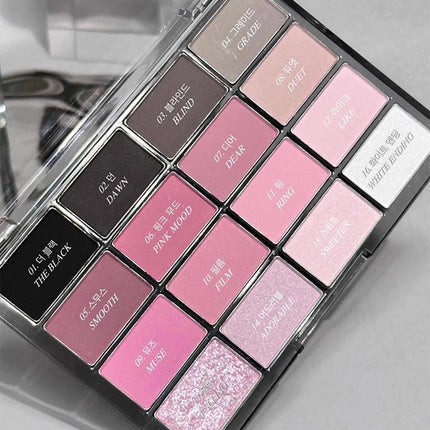 16-Color Korean Eyeshadow Palette Matte Pearlescent Low Saturation Long Lasting Brown Pink Glitter Eye Shadow Eye Makeup Palette