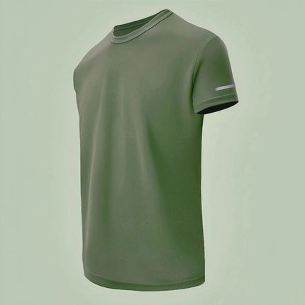 Men's Short Sleeve Sport T-shirt Quick Dry Running Blue Football Training Fitness Casual Wear Polyester Fiber round Neck T-shirt