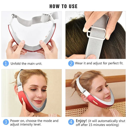 V Face Lift Massage Device Face Contour EMS Massage Double Chin Remove Red Blue Light Heat V-shaped Face Lift Beauty Instrument