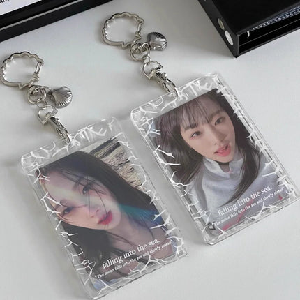 Acrylic Card Holder Waterproof Love Heart Keychain Holder Glitter Photocard Holder Creative For Students Idol Photos Weddings