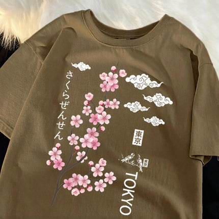 You Can Enjoy Cherry Blossoms From Tokyo T Shirt Men Summer Casual Top Soft Unisex Clothes Loose Cotton Male Colour Short Sleeve