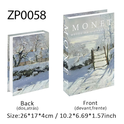 Van Gogh Monet Fake Book Painting Decorative Books Storage Box Sunflower Water Lily Coffee Table Books Home Decor Shooting Props