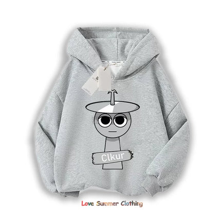 Sprunki Thick Hoodie for Children Anime Cartoon Fashion Sweatshirt Boys Girls Autumn Winter Hip Hop Hooded Hoodies Kids Clothes