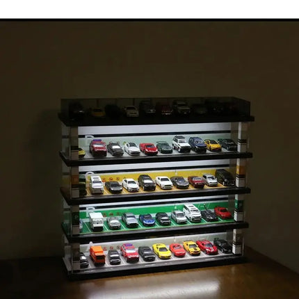 1:64 Scale Parking Garage Model & Dust-Proof Display Shelf - Car Model Diorama, Collectible Vehicle Storage Rack (no car)