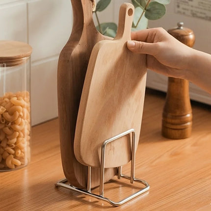 1pc Space-Saving Stainless Steel Pot Lid and Cutting Board Organizer Combo - Heavy-Duty Countertop Rack with Non-Shake Design