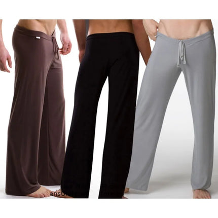 Men's Ice Silk Casual Pants Summer Drawstring Loose Fit Breathable Yoga Trousers Men's Lightweight Lounge Wide Leg Pants