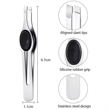 Professional Comfort Hold Non-Slip Stainless Steel Slanted Tip Eyebrow Tweezers Facial Hair Removal Ingrown Brows Slant Tweezer