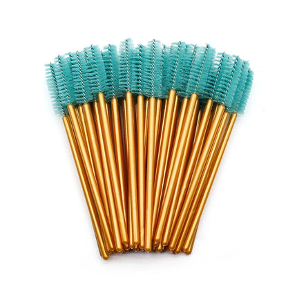 50Pcs Disposable Eyelash Makeup Brush Mascara Wands Gold Mini Eye Lash Brushes Short Eyebrow Comb Eyelashes Extension Tool