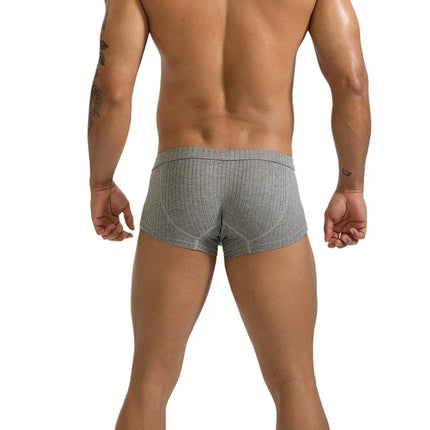 6Pack Mens Underwear Low Rise Boxer Briefs Single Layer U Convex Pouch Underpants Breathable Boxers Pack for Men
