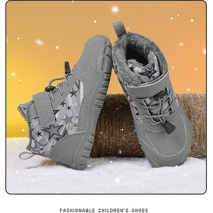 Waterproof Kids Barefoot Snow Boots 2025 New Wide Toe Winter Warm Fur Lined Shoes for Boys Girls Cold Weather Outdoor Sneakers