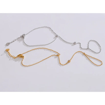 Yhpup Trendy Stainless Steel Zircon Beads Back of Hand Chain Finger Bracelet Fashion Chic Sexy Jewelry Waterproof Wholesale Gift