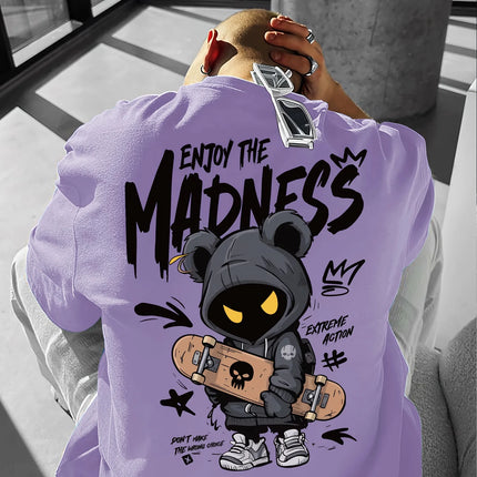 Hot selling fashionable men's cartoon letter printed comfortable and breathable round neck T-shirt outdoor street style top