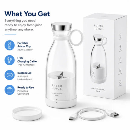 Portable Electric Juicer Cup USB Rechargeable Mini Blender Bottle for Fruit Smoothie Juice Vegetable Travel