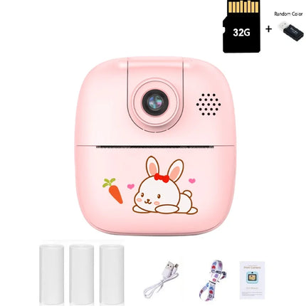 Kids Instant Print Camera Thermal Printed Camera Children Digital Camera Video Toy Birthday Gift 32G Memory Card
