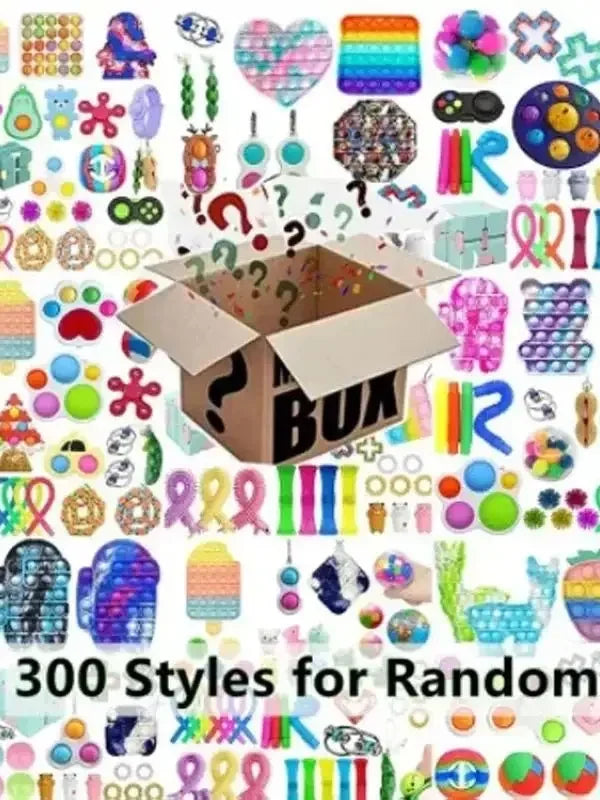 Random Fidget Toys Mystery Gifts Pack Surprise Box 300 Different Fidget Set Antistress Relief Toys for kids