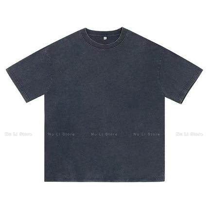 250gsm Men's Washed Vintage T-Shirts Street Hip Hop Retro Punk T Shirt Women Harajuku Casual Cotton Short Sleeve Acid Wash Tops