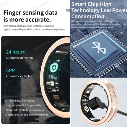 New Fashion Diamond Lady Smart Ring With Box Heart Rate Monitoring Application Controls Fitness Sports Women Health Smartring