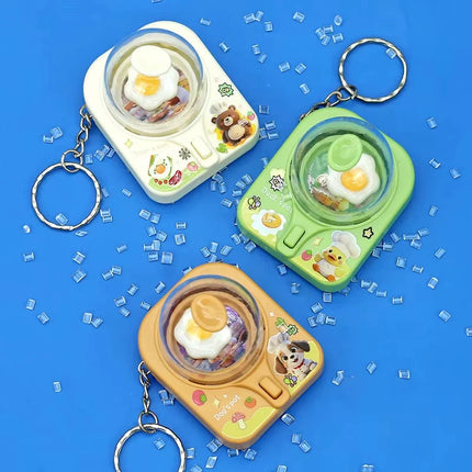 FTCY Cartoon Mini Egg Flipper Creative Fun Fried Egg Machine Keychain Stress Relief Pass The Time Clicker Toys Pendant Keychain