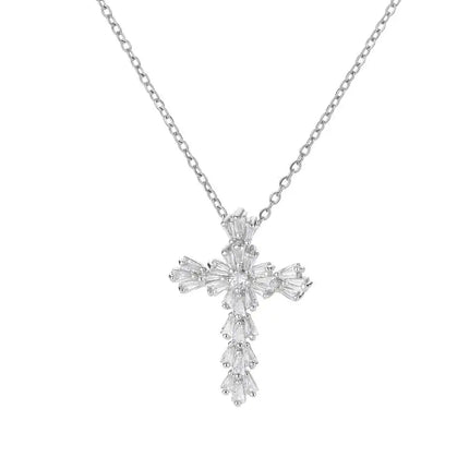 Stainless Steel Jesus Cross Necklace For Women Men Gold Color Caravaca Angels Crucifix Charm Choker Rapper Jewelry Hip Hop Gift