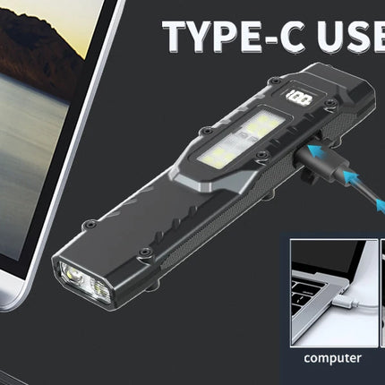 EDC Tactical Flashlight,1100Lm Rechargeable Led Flat Flashlight w/Clip & Digital Display,Pocket Flashlight For Camping Emergency