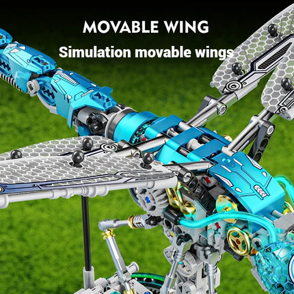 866 PCS electric building blocks toy set, insect series mechanical dragonfly ornaments model assembly, boys' holiday toy gift