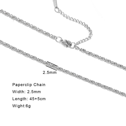 Skyrim Stainless Steel Gold Color Chain Necklace Women Minimalist Cuban Paperclip Twisted Snake Chain Fashion Jewelry Wholesale