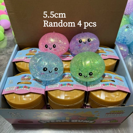 5.5cm Hot Glitter Dumpling Squishy with Box Dumplings Sensory Squeeze Toy for Stress Relief Fans Birthday Day Gifts