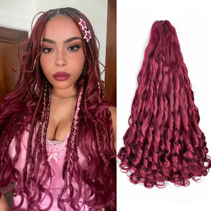 French Curl Braids Hair 22“Loose Wave Bouncy Synthetic Spiral Curls Braiding Hair Extensions Ombre Pre Stretched Hair For Women