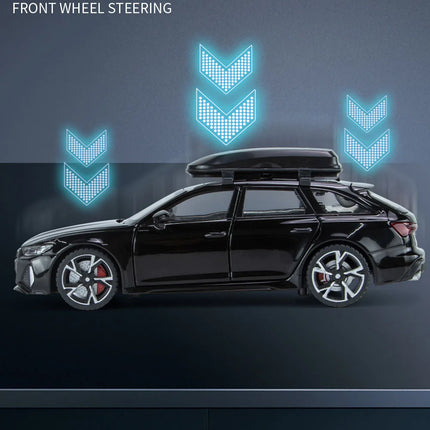 1/32 Audi RS6 Toy Car Model with Sound Light Doors Opened Alloy Diecast Model Vehicle Collection Toy for Boy Adult Festival Gift