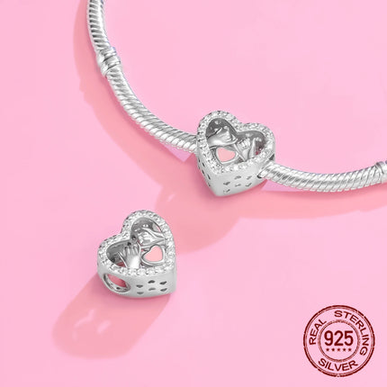 925 Sterling Silver Classic Purple Heart Shape Dragon Pegasus Butterfly Charms Beads Fit 3mm Original Bracelet DIY Jewelry Gift