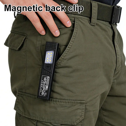 1/2Pcs Mini Portable Rechargeable LED Torch Light Waterproof Work Pocket Flashlight with Magnetic Grip Compact LED Flashlight
