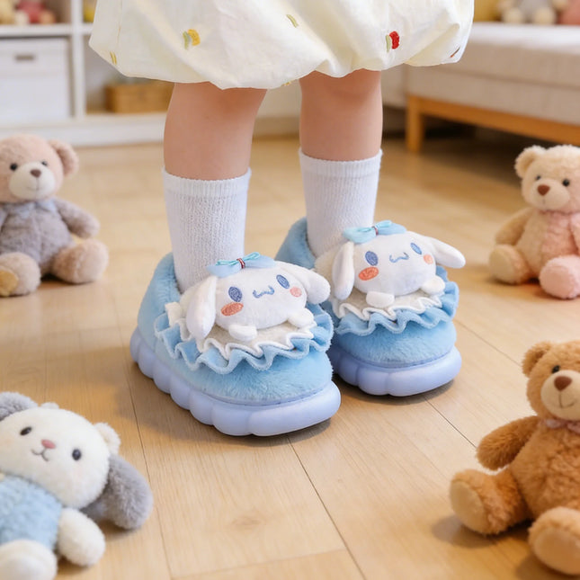 Kids' Slippers House Shoes Cartoon Cinnamoroll Winter Shoes For Girls Anti-slip Warm Thick Bottom Pink Pruple Shoes Size 24-41