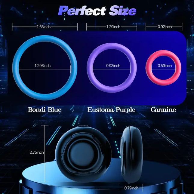 【AN】3Pcs Penis Ring Set For Men Enhanced Erection Delayed Ejaculation Cock Trainer Semen Lock Reusable Adult Sex Toys For Male