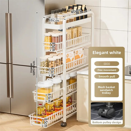 Slim Rolling Storage Cart Narrow Gap Kitchen Storage Rack with Wheels Pantry Organizer Shelf Bathroom Laundry Trolley 3/4/5 Tier
