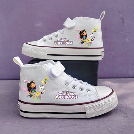 New Gabby's Dollhouse Children's Shoes Student High Top Canvas shoes Girls Anti-slip Outdoor Shoes Kids Sport Shoes