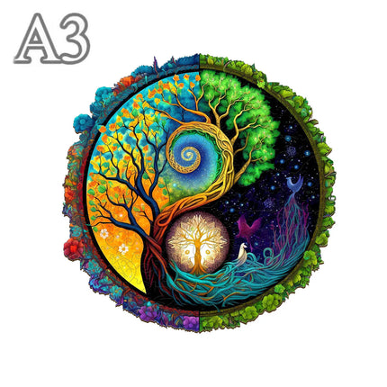 Beautiful Tree Pattern Wooden Puzzle with Irregular Animal Shapes, Stress Relieving Toys, Holiday Birthday Gift