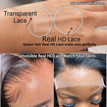 Queen Hair Real HD Frontal/Closure Only Invisible Melt Skin Lace 13x6 13x4 4x4 4x6 5x5 6x6 7x7 Raw Human Hair Body Wave/Straight