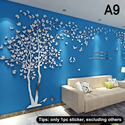 3D Acrylic Tree Wall Stickers Self Adhesive Home Background Decoration Bedroom Living Room Nursery Removable Peel And Stick Wall