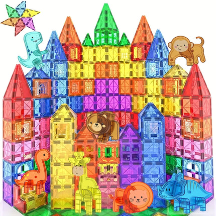 Magnetic Building Block Toys Magnetic Tiles with Animal Dinosaur Magnetic Props, Boys and Girls Holiday Birthday Gifts
