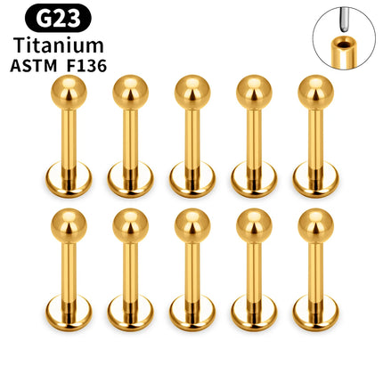 10PCS ASTM F136 G23 Titanium Piercing Labret Lip Ring Stud Earring CZ Ear Tragus Cartilage Helix Daith Pierc Jewelry 16/18/20g
