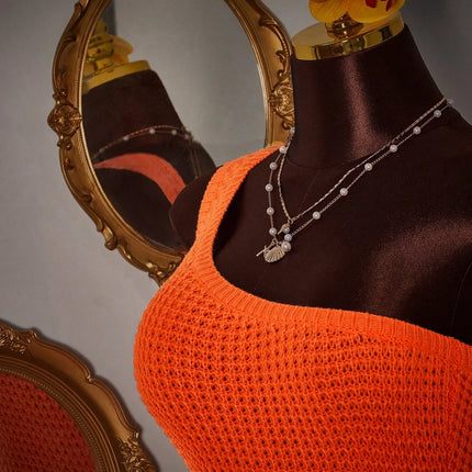 2026 Y2K TikTok Hot One Shoulder Crochet Dress Orange Fringe Bodycon Mini Dress for Vacation Party Clubwear