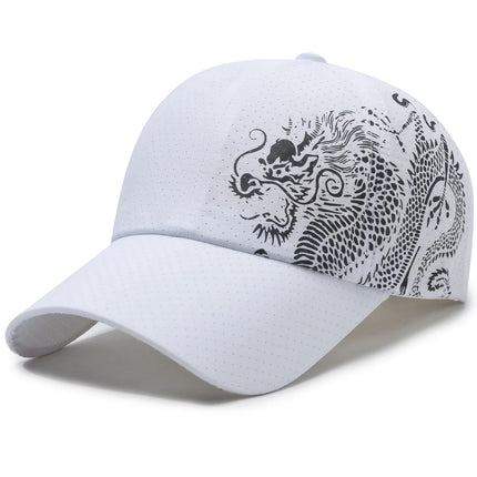 Dragon print baseball cap, summer outdoor sun protection sports quick drying cap, casual men's and women's duckbill cap