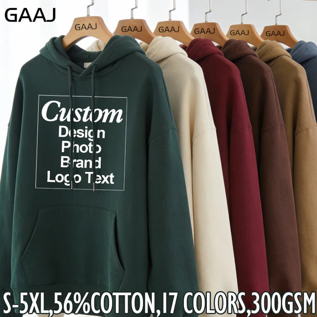 High Quality Custom Hoodie Cotton Sweatshirt Print Embroidery Brand Logo Text Photo Design Men Women Famliy Team Clothing 300g