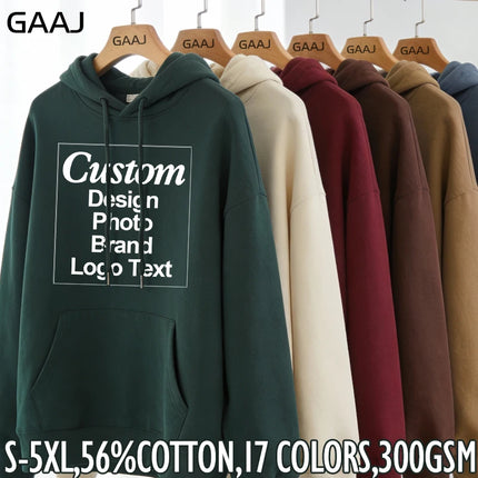High Quality Custom Hoodie Cotton Sweatshirt Print Embroidery Brand Logo Text Photo Design Men Women Famliy Team Clothing 300g