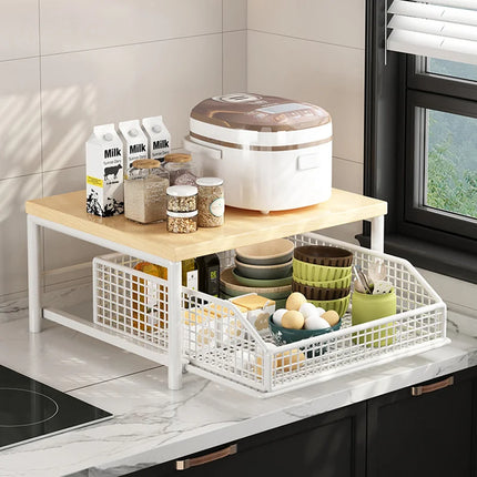 Desktop Pull-Out Storage Rack With Drawers Kitchen Appliances Floor Standing Storage Rack