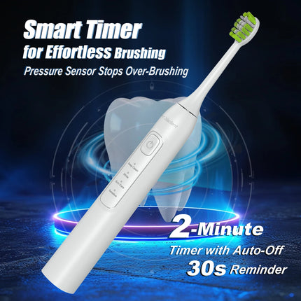 Dr.Yadent YD05 Electric Toothbrush USB-C Fast Charge 4 Modes for Adults 2mins SmartTimer 6 Replacement Heads Last for 1 Year Use